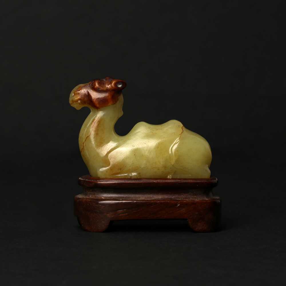 83 - A Chinese yellow jade carving of a camel, Qing dynasty
