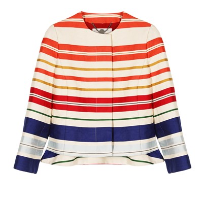 Lot 463 - Stella McCartney Cream Cotton Stripe Jacket - Size 44