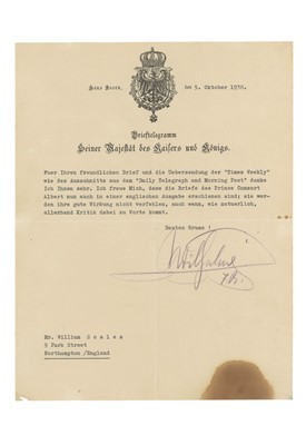 Lot 599 - Wilhelm II, Kaiser