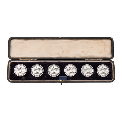 Lot 370 - A cased set of early 20th century American or German sterling silver buttons, circa 1910
