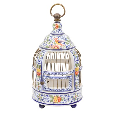 Lot 376 - A Delftware polychrome birdcage