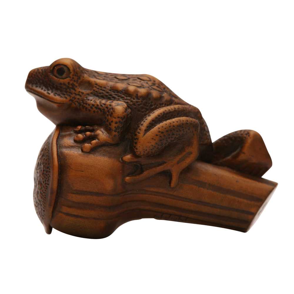 53 - A fine Japanese netsuke of a frog by Matsuda Sukenaga (1800-1871), Takayama, Edo-Meiji period, 19th century
