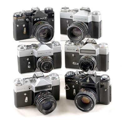 Lot 267 - Zenit Cameras with Helios & Other Lenses.
