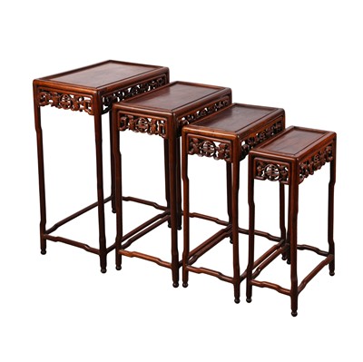 Lot 187 - A quartetto nest of Chinese hardwood tables, early to mid-20th century