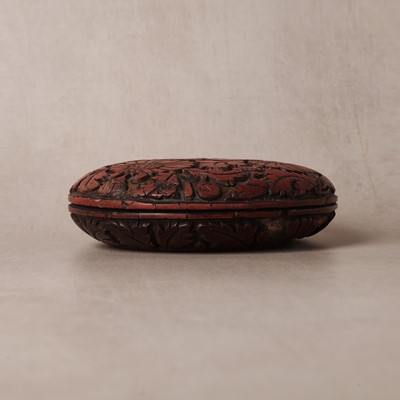 Lot 71 - A rare Chinese cinnabar lacquer 'chrysanthemum' box and cover, Ming dynasty
