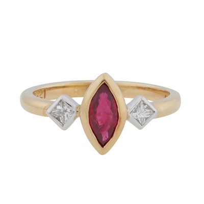 Lot 68 - A ruby and diamond three-stone ring