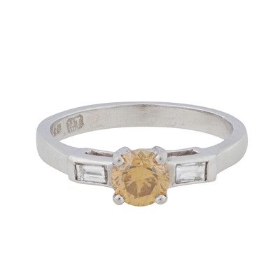 Lot 141 - A three-stone diamond ring, circa 2003