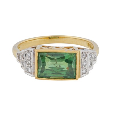 Lot 24 - A demantoid garnet and diamond ring, circa 1996