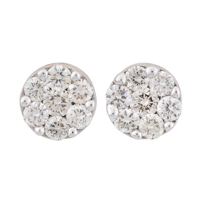 Lot 85 - A pair of diamond cluster stud earrings