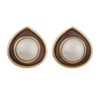 Lot 91 - Marina B Ι A pair of 'Medieval' pearl and mother of pearl earclips