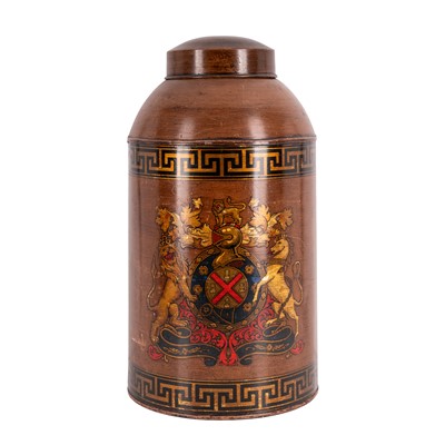 Lot 421 - A toleware tea cannister