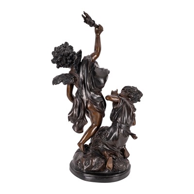 Lot 140 - After Auguste Moreau (French, 1834–1917), bronze figure group of 'La Mosca Cieca'