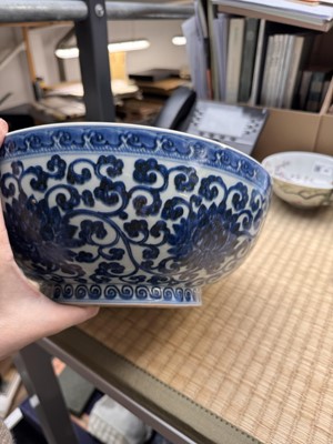 Lot 61 - A Chinese Ming-style blue and white 'dice' bowl, Yongzheng mark and possibly of the period