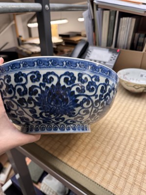 Lot 61 - A Chinese Ming-style blue and white 'dice' bowl, Yongzheng mark and possibly of the period