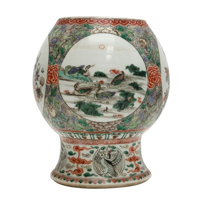 Lot 48 - A Chinese famille-verte 'flower and birds' vase, Qing dynasty, Kangxi period