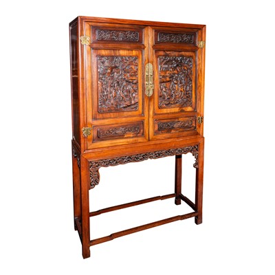 Lot 195 - A Chinese hardwood cabinet, late 19th / early 20th century