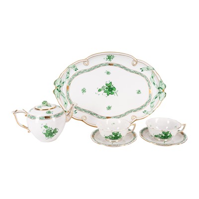 Lot 353 - A Herend Green Apponyi pattern part-cabaret set