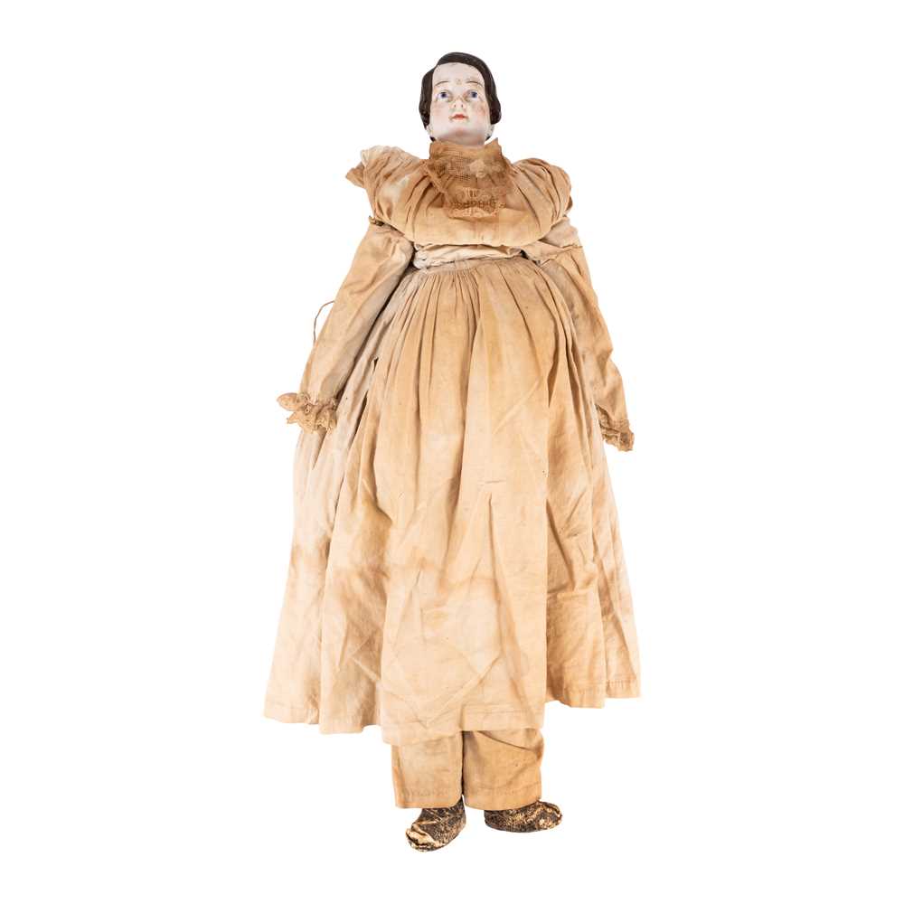 179 - A mid 19th Century China headed doll. possibly by KPM