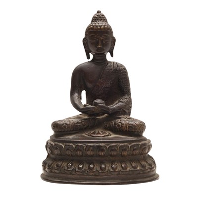 Lot 147 - A Sino-Tibetan bronze figure of Buddha Shakyamuni, 19th - 20th century