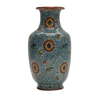 Lot 217 - A Chinese cloisonné enamel 'lotus' vase, Qing dynasty, 19th century