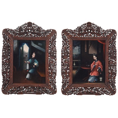 Lot 166 - Two fine Chinese export 'beauty' paintings, studio of Lamqua (active 1825-1860), 19th century