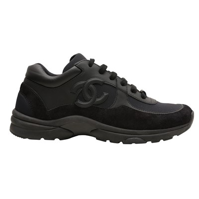 Lot 200 - Chanel Triple Black CC Runner Sneaker - Size 38