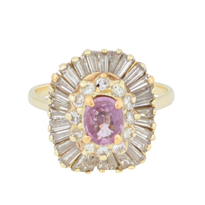 Lot 7 - A pink sapphire and diamond ballerina ring