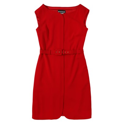Lot 441 - Moschino Boutique Red Crepe Sleeveless Dress - Size UK 16