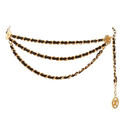 Lot 146 - Chanel Black CC Medallion Chain Belt