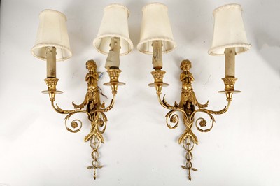 Lot 451 - A pair of late 19th century, gilt bronze wall...