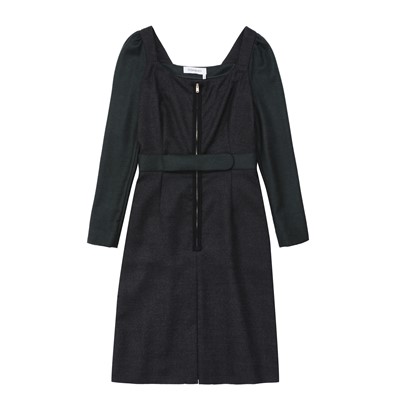 Lot 473 - Yves Saint Laurent Grey Wool Colourblock Dress - Size 38
