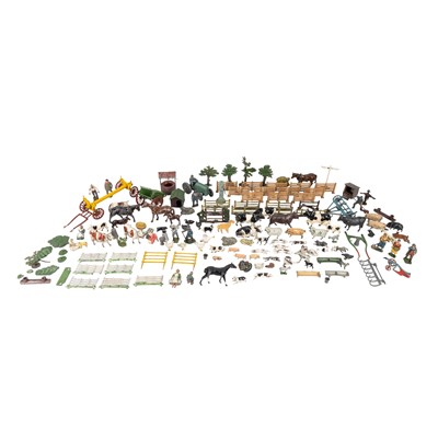 Lot 175 - Britain's, Johillco, Charbens, Tipo and similar, a group of farm related figures and accessories