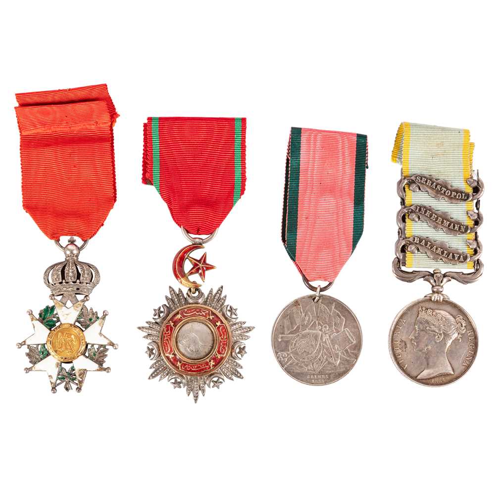 69 - Group, Crimea Medal, French Légion d'Honneur, Turkish Crimea Medal and Order of the Medjidie,