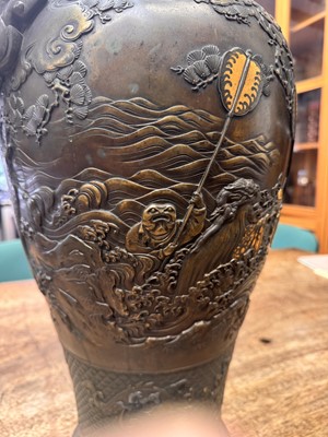 Lot 60 - A fine and large Japanese mixed-metal and bronze vase and cover, Meiji period