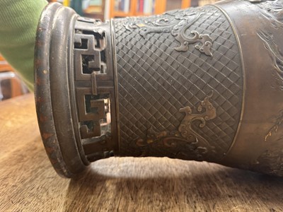 Lot 60 - A fine and large Japanese mixed-metal and bronze vase and cover, Meiji period