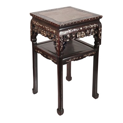 Lot 186 - A Chinese hardwood marble-inset table, Qing dynasty, 19th century