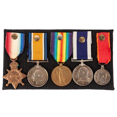 Lot 227 - Group, WWI Medal Trio, Long Service & Good Conduct Medal, and Russian Medal of Zeal