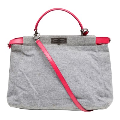 Lot 363 - Fendi Grey Jersey Large Peekaboo Bag