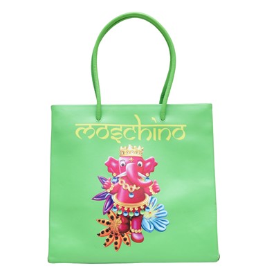 Lot 443 - Moschino Lime Green Crowned Elephant Book Tote