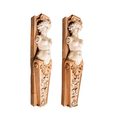 Lot 214 - A pair of Doulton stoneware architectural female terms, of Classical design, For mounting on a building, early 20th Century