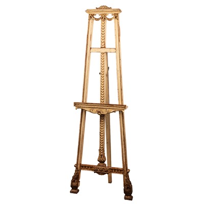 Lot 50 - A Louis XVI style painted and parcel gilt easel, 20th century