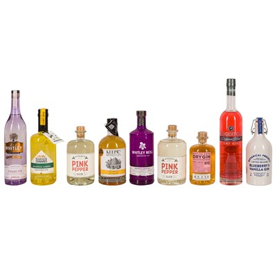 Lot 320 - Gins of Many Colours and Flavours - 9 bottles