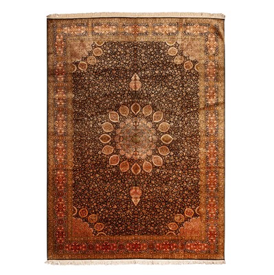 Lot 71 - An extremely fine silk Kashmir carpet, North India