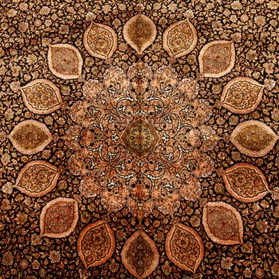 Lot 71 - An extremely fine silk Kashmir carpet, North India
