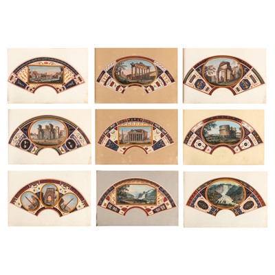 Lot 2 - An 18th century Collection of Grand Tour fan views and 19th Century British drawings and watercolours