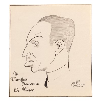 Lot 327 - Aeronautical Memorabilia.- Caricature of Francesco De Pinedo