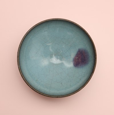 Lot 36 - A fine and large Chinese Jun purple-splashed bowl, Jin - Yuan dynasty