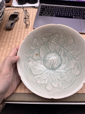 Lot 468 - A Chinese Qingbai 'peony' carved bowl, Southern Song dynasty