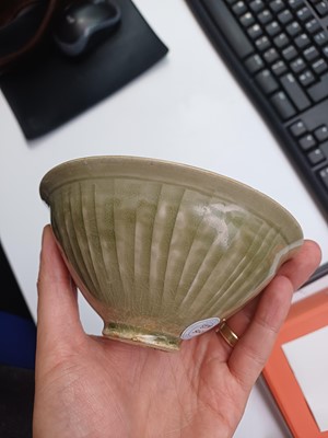 Lot 466 - A Chinese Yaozhou celadon 'chrysanthemum' moulded bowl, Northern Song dynasty