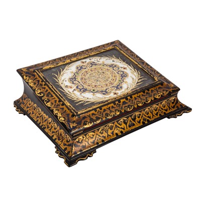 Lot 466 - A Victorian jewelled papier-mache writing slope by Jennens & Bettridge
